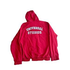 Universal‎ Studios Adult Small Red Jacket Full Zip Hoodie Rain Windbreaker